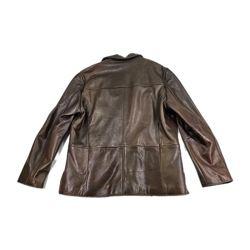 VTG Wilsons Leather Dark Brown Mens XL Field Jacket Sport Coat Lined Pockets